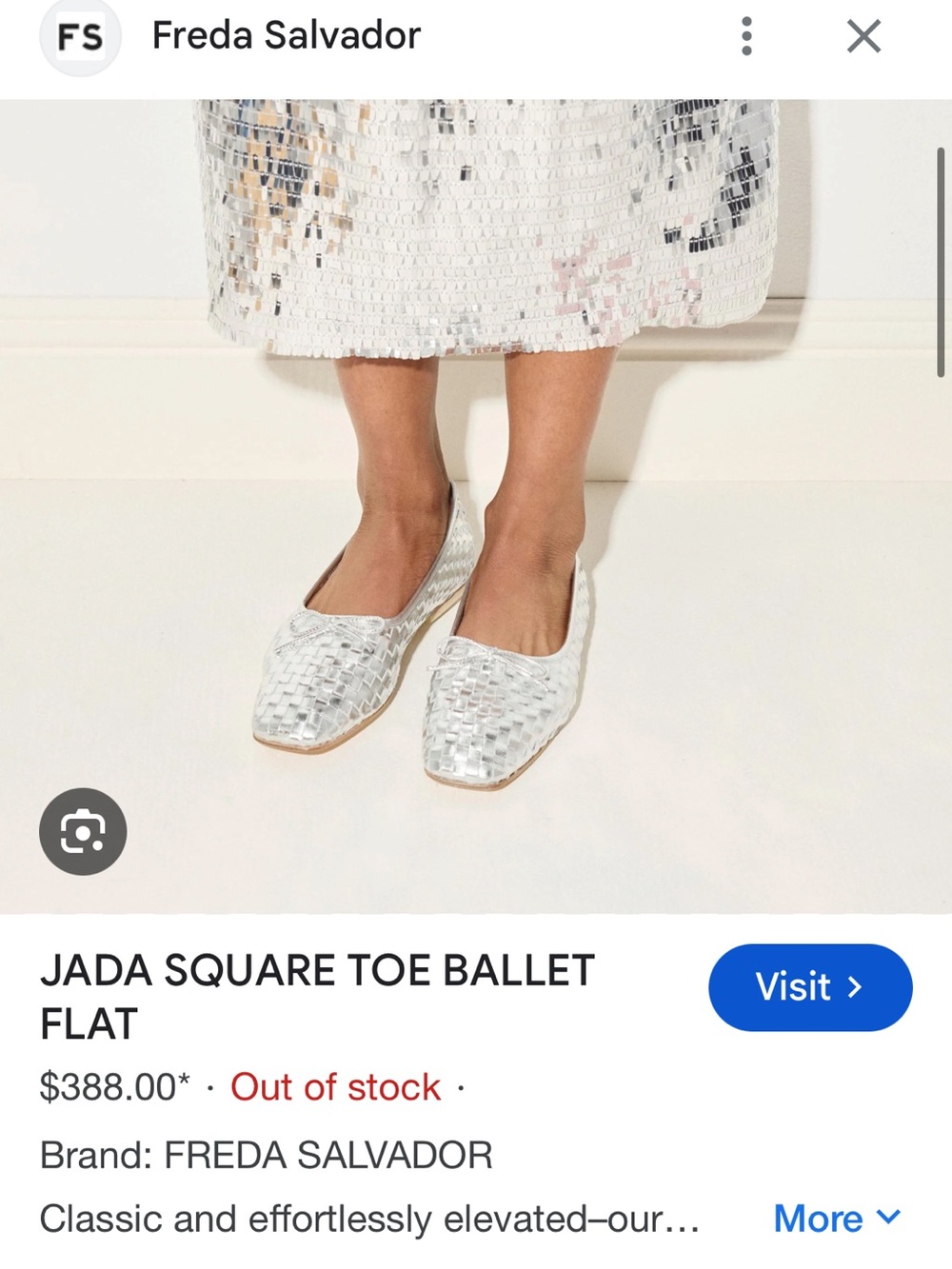 Freda Salvador Jada Square Toe Ballet Flat in Silver